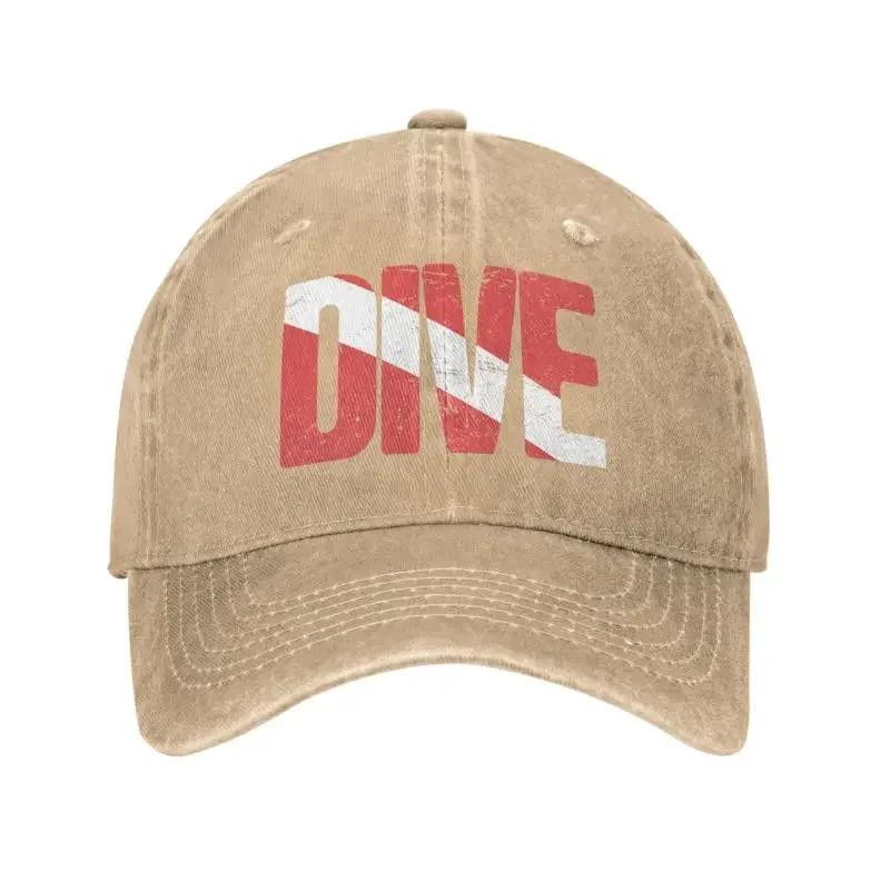 Custom Classic Unisex Cotton Vintage Scuba Diving Flag Baseball Cap Adult Diver Adjustable Dad Hat Unisex Women Outdoor