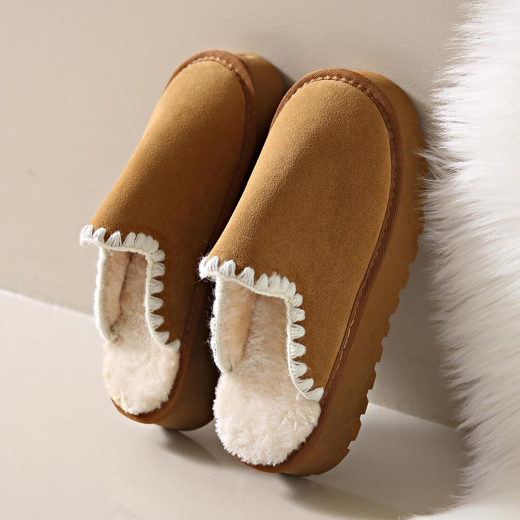Winter velvet thickened, flat bottom anti-water ingress matte leather top TPR non-slip, snow boots for women