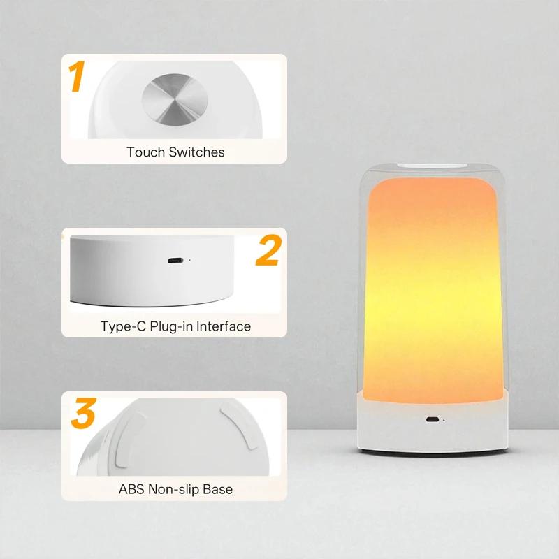 Portable Touch Control Table Lamp Dimmable RGB USB Color-Changing Cozy Mood Light for E-sports Party Venues