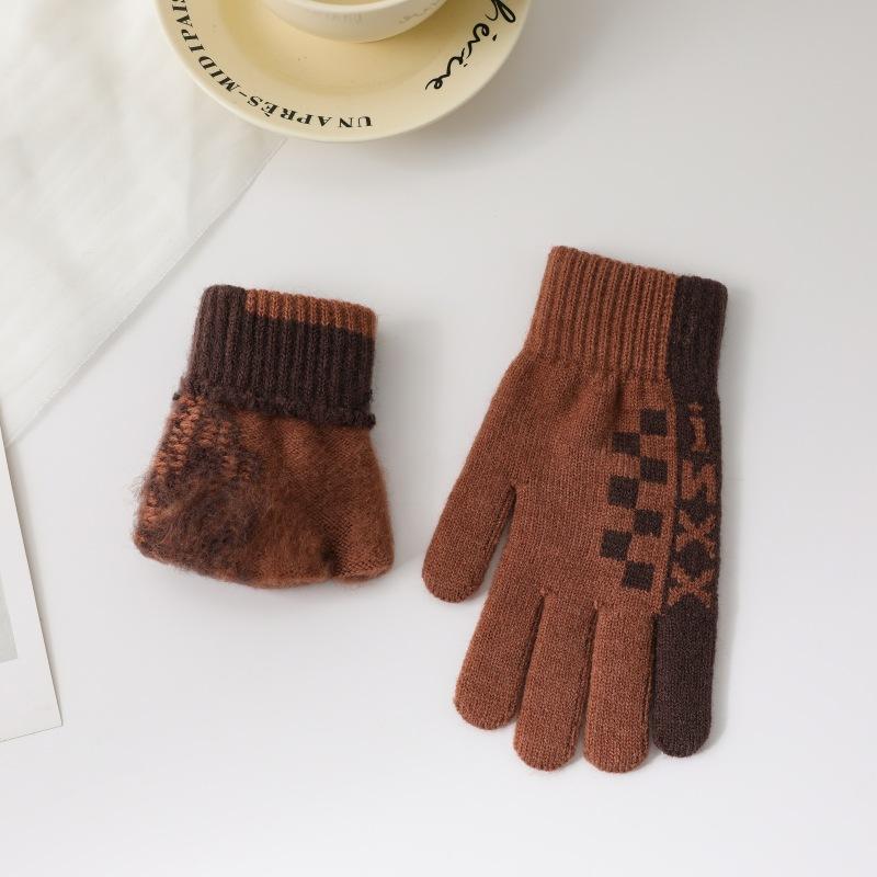 

Осень и Зима Теплые Мужские Вязаные Перчатки Уличные Корейские Защищающие от Холода и Ветра Перчатки для Верховой Езды