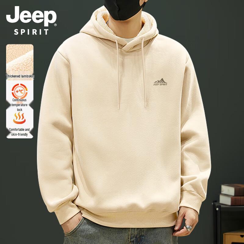 

JEEP SPIRIT Men s Thickened Lambswool-Lined Hoodie 2XL