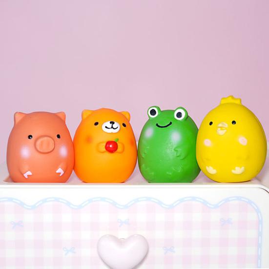 Squeaky Animal Dog Toy Latex Chick Pig Frog Bear Dog Chew Toy Teeth Cleaning Toy for Small Medium Dogs Fetch Training
