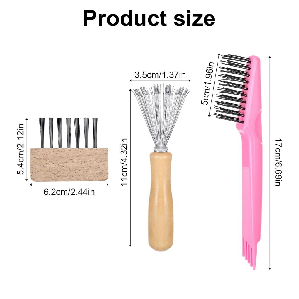 Hair Brush Cleaner Tool, 3 Pcs Hairbrush Cleaner Set, 2-In-1 Comb Cleaning with Metal Wire Rake for Removing Hair Dust from Brushes Vacuums, Home and