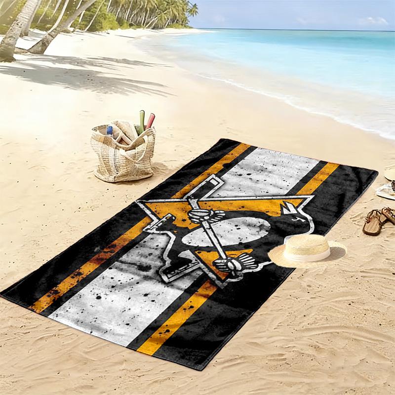 Pittsburgh Penguins Print Beach Towel, Large Soft Quick Dry Towel for Beach Camping Swimming