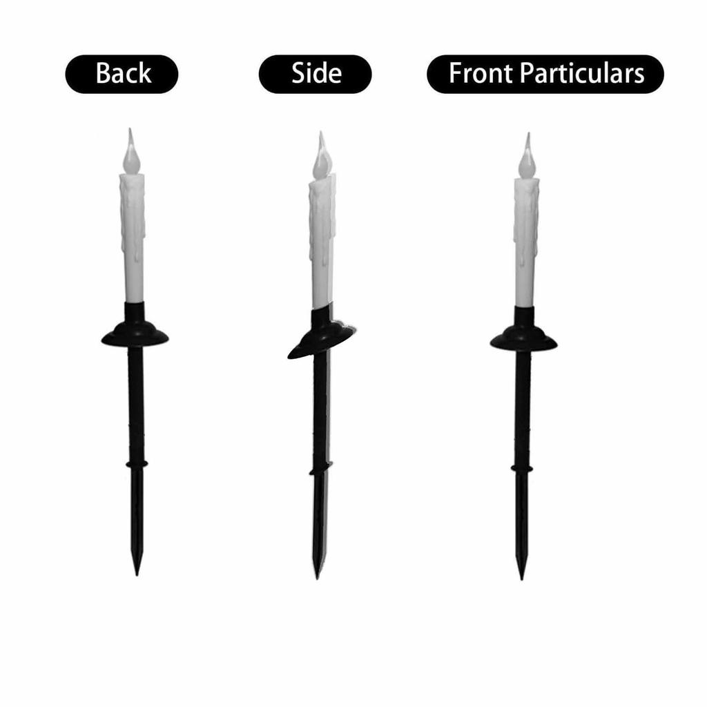 Solar LED Kerzenlampe mit Batteriefach – Langstiel Erdspießleuchte für Außenhof- und Heimdekoration