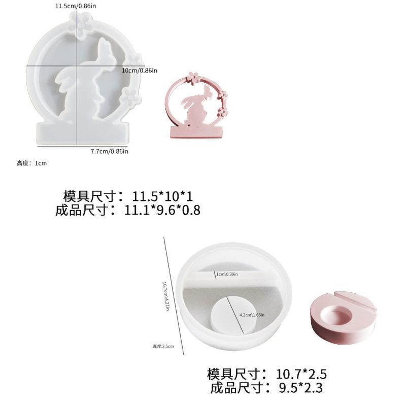 

DIY Resin Mold for Candle Holder Candy Sticks - Rabbit Kiss Butterfly Design Circle Bunny Home Crafts Decor for Plaster Concrete