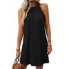 Summer Solid Color Round Neck Hanging Neck Loose Sleeveless Dress for Women Dress