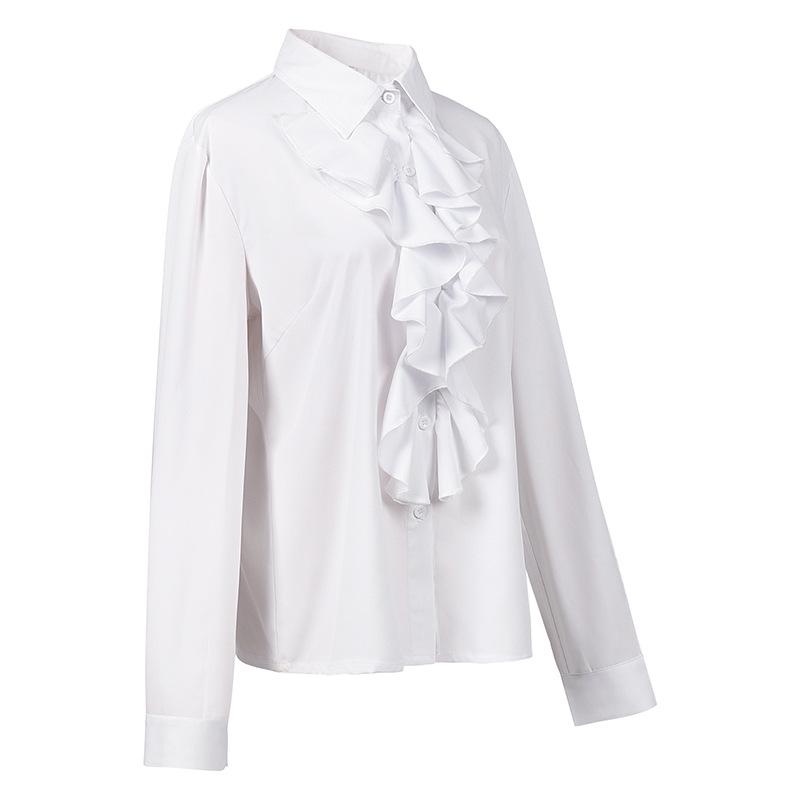 Victorian Gothic Women's Long Sleeve Lotus Pleated Shirt