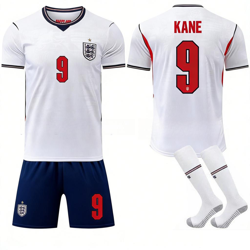 27 England Hemma Vit Nr. 10 Bellingham Tröja Nr. 7 Saka No. 9 Kane Fotbollströja Kostym