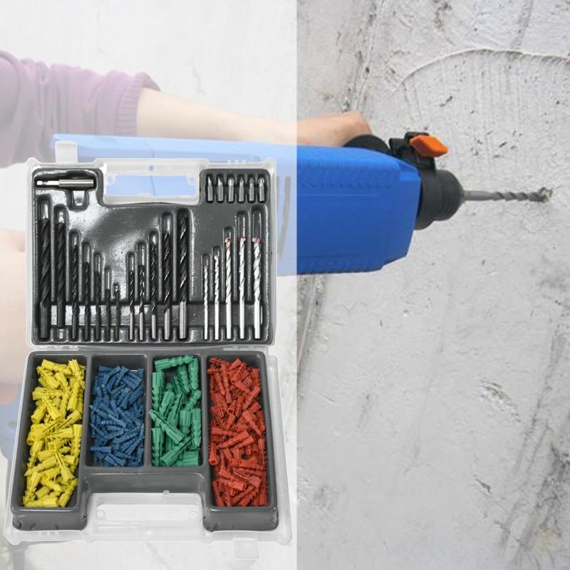 300 Pieces Multifunctional Drill Bits Set 2-10mm Twist Drill Bits 5-10mm Expansion Screws Set Woodworking Tools for DIY