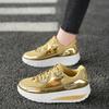 TUINANLE Women Sneakers Golden Mens Shiny Mirrors Shoes Casual Glitter Streetwear Hip Hop Mens Sneakers