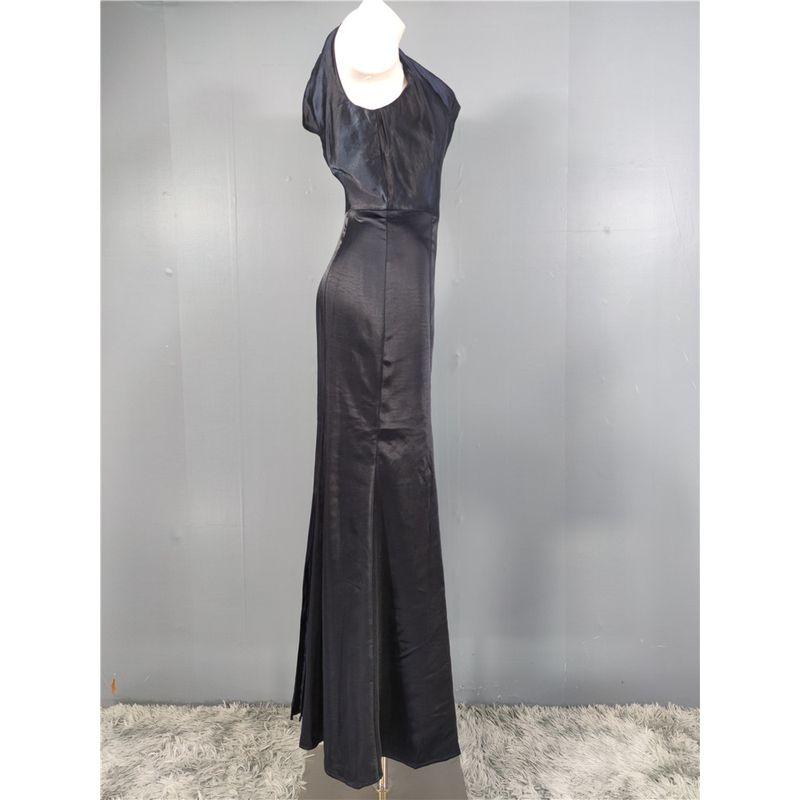Export Single High Quality Texture Pile Style Swing Collar Open Back Smooth Satin Slimming Sheath Evening Dress Dress Mermaid Dress