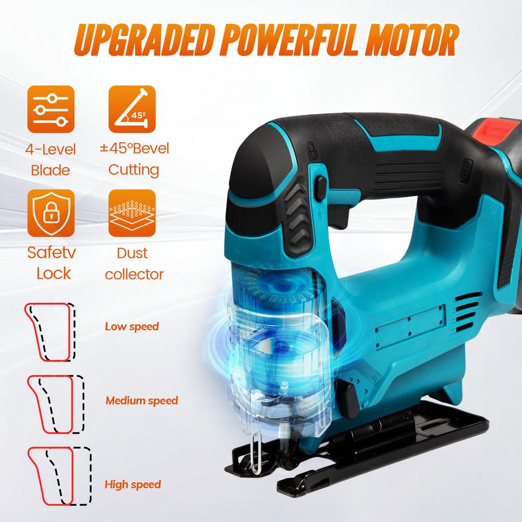 1000W 26mm LED Light Multi-Function Cutting Woodworking Power Tool Cordless Portable Jig Saw Electric Curved Saw