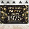 We’re Gonna Party Like It’s 1975 Birthday Banner Backdrop, Cheer To 50 Years Birthday Banner, 50th Birthday Party Supplies for Men Women