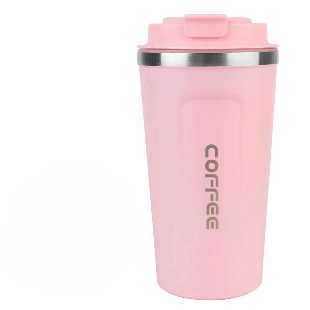 

510ML Coffee Mug Car Thermos Mug Leak_Proof Travel Thermo Cup for Tea Water Coffee Double Stainless Steel Office Cup 510ml рожевий