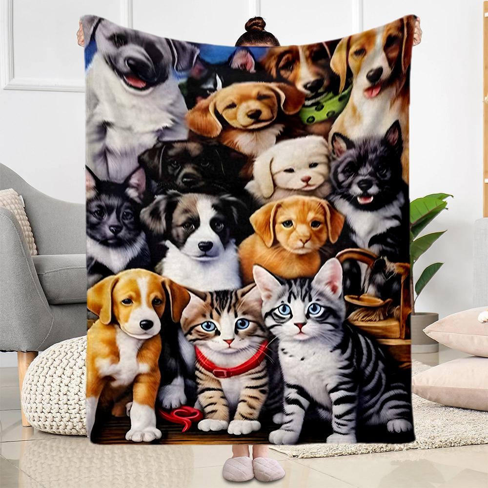 Chihuahua Photo Collage Flannel Blanket,Lightweight,Office Blanket,Sofa Blanket,Comfortable Blanket