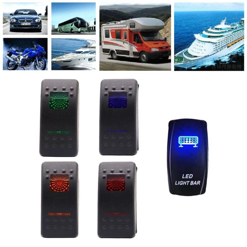 Button LED Auto Train Boat Marine Toggle 5pin 12V 24V