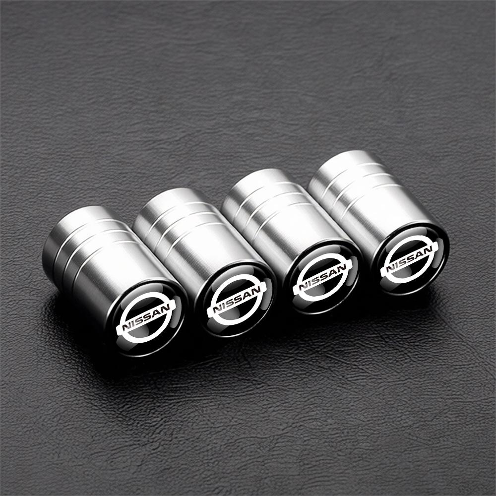 4pc Metal Car Wheel Tire Valve Stem Caps Covers Car Accessories For Nissan Nismo Xtrail 1 Qashqai Skyline Rogue Leaf Note Sentra