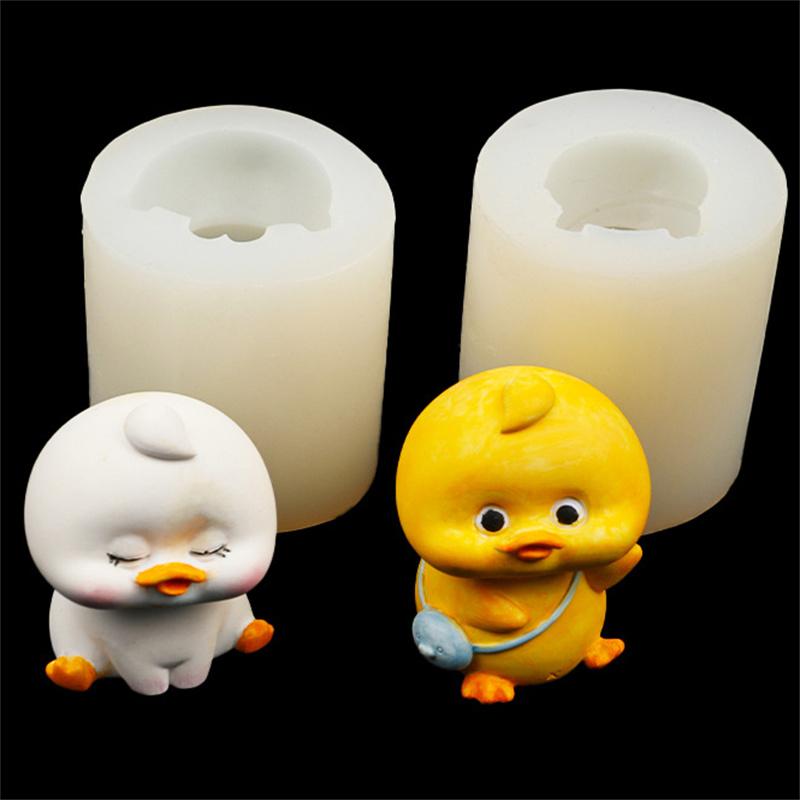 Cartoon Three-Dimensional Duckling Scented Candle Plaster Silicone Mold Decoration Chocolate Ice Cake Decoration Silicone