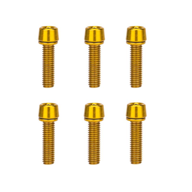 6Pcs M5X18Mm Mountain Bike Stem Bolts Titanium Plated Allen Hex Head Bike Stem Screws With Washers Handlebar Bolt Plating