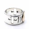 Silver One Miraculous Medal Flat Cutout Cross Maria Sterling Silver 925 Ring for Men [Size 19] Christian Miraculous Medal Ring