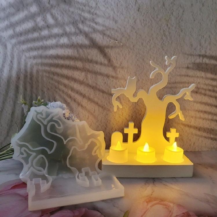 Silicone Resin Molds Candle Holder Molds Halloween Theme Craft Mold Silicone Candle Base Molds Perfect for Candle Holder