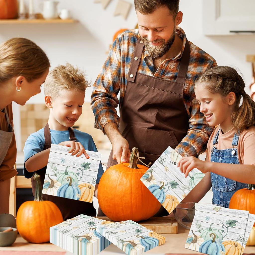 40Pcs Fall Napkin Watercolor Blue Pumpkin Leaves Napk Blue Pumpkin Paper Napk for Autumn Fall Thanksgiving Party Supplies Kitchen & Bathroom