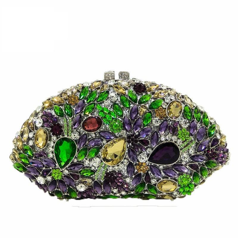 Large Diamond Evening Clutches Purses For Women Party Purse Bag Luxury WHTUOHENG Lady Crystal Fan-Handbags Dinner Prom Clutch