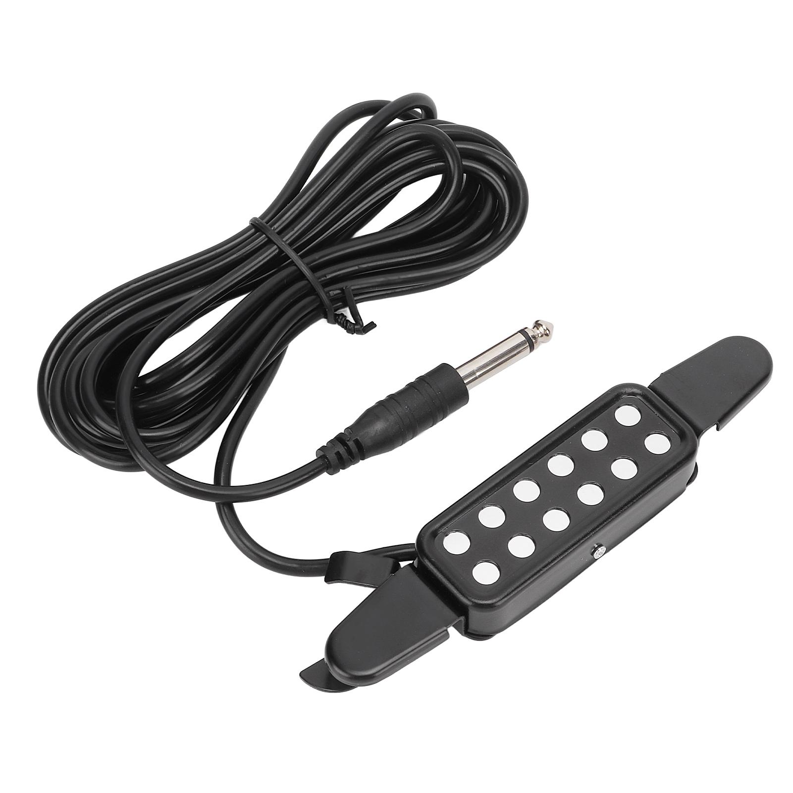 

Guitar Pickup 12 Sound Holes Volume Amplifier Instrument Accessory for Acoustic Black