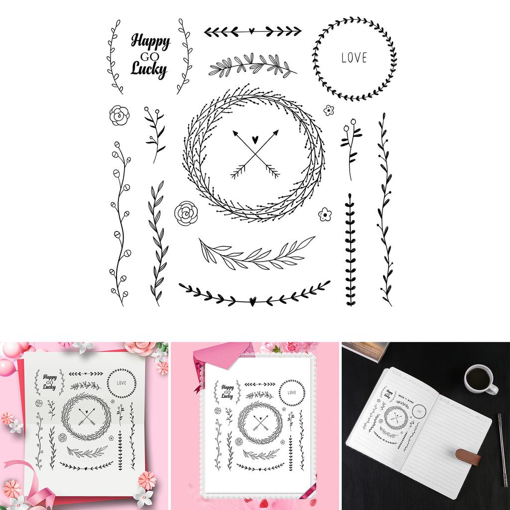 Flower Wreath Clear Stamps Vintage Silicone Seals for DIY Scrapbooking Card Making Embossing Decoration Rubber Stamps