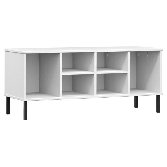 350996 vidaXL Étagère à chaussures pieds en métal Blanc 106x35x45cm Bois OSLO