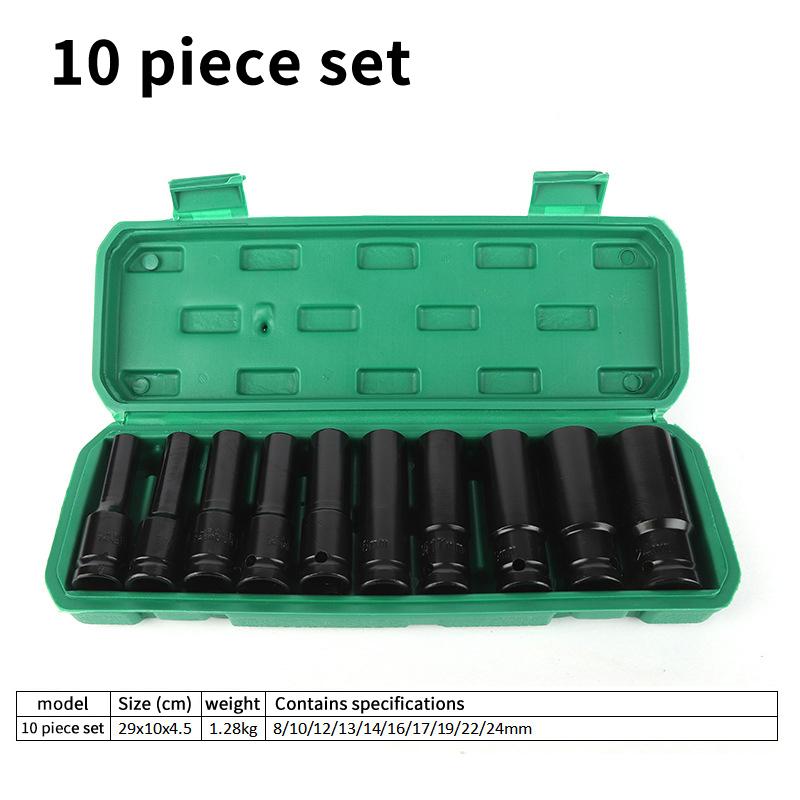 10Pcs 1/2 Inch Drive Metric Impact Socket Set Deep Universal For Pneumatic Air Tools