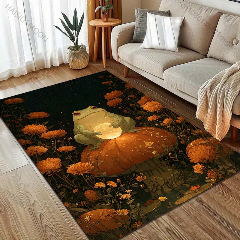 1PC Frog On Mushroom Holding Glowing Orb Carpet for Living Room Bedroom Sofa Home Decor Rus Non-slip Floor Mat Luxury Gift