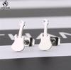 Simple Yoga Om Earring Ball Star Tree Cross Bicycle Stainless Steel Stud Earrings for Women Men T Bar Ear Piercing Gift