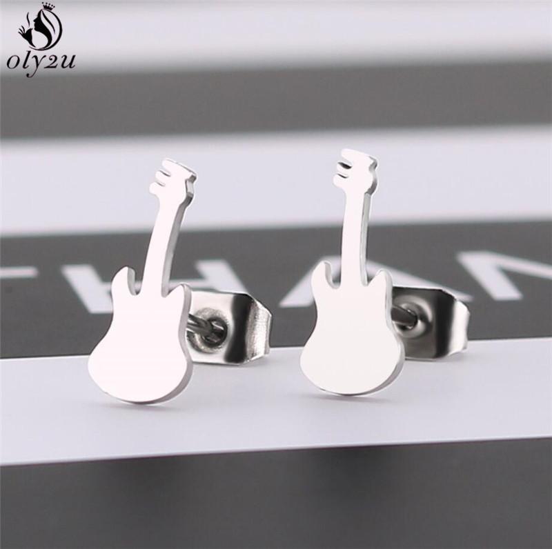 Simple Yoga Om Earring Ball Star Tree Cross Bicycle Stainless Steel Stud Earrings for Women Men T Bar Ear Piercing Gift