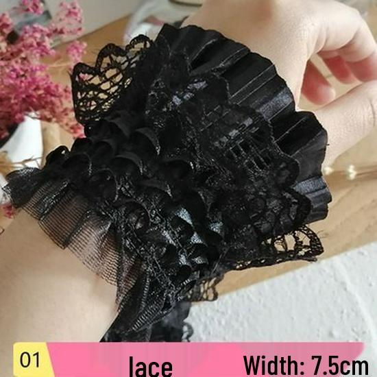 Material organza din dantelă neagră pentru îmbrăcăminte și accesorii DIY - Decorare decolteu și tiv fustă