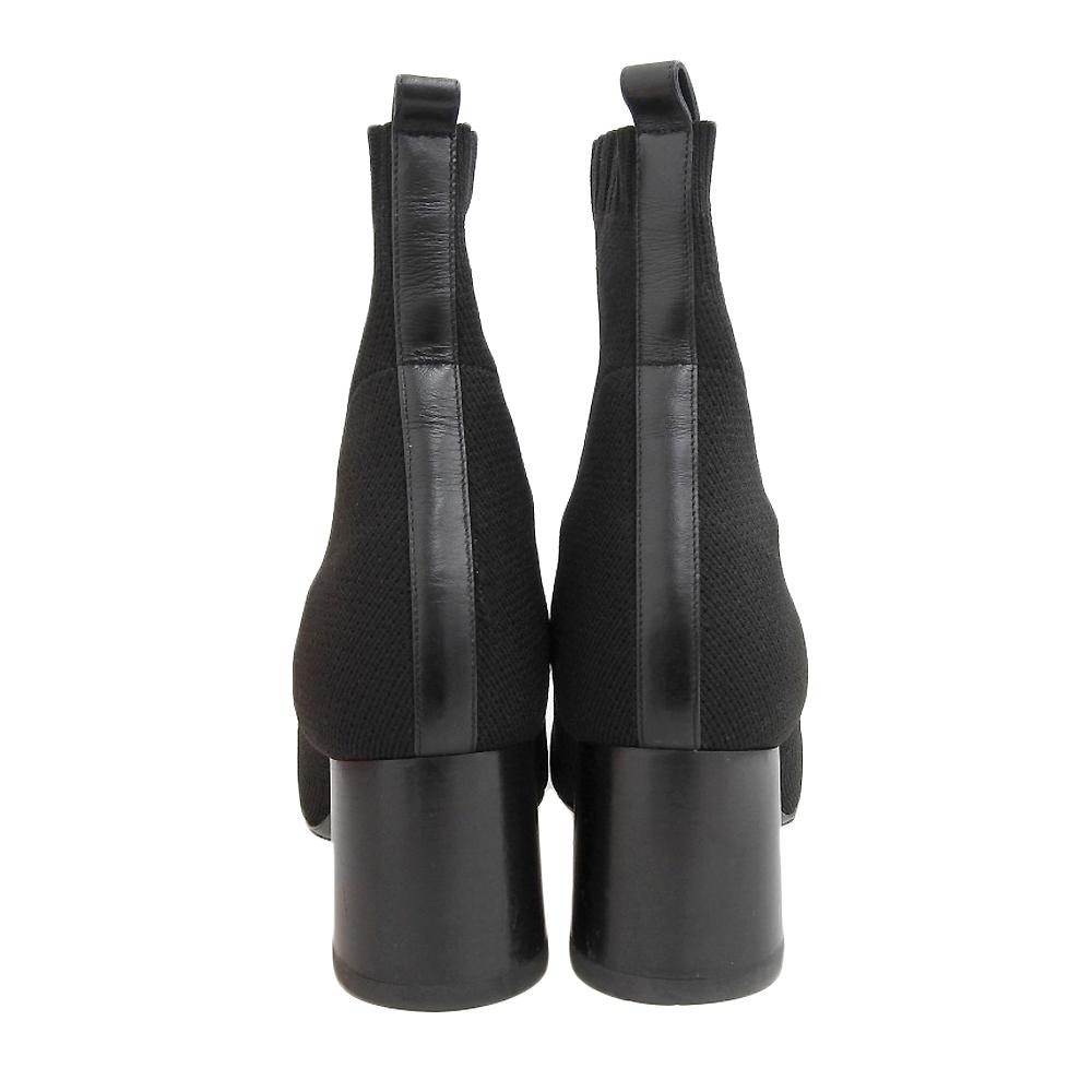 HERMES Excellent condition Volver Exlibris knit short boots, women's, black, size 38 1/2 shoes black fabricUsed