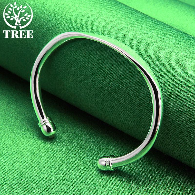 925 Sterling Silver 5mm Adjustable Double Bead Cuff Bangles Bracelet Gift For Woman Man Christmas Wedding Engagement Jewelry