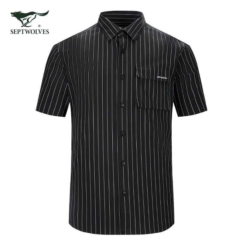 

SEPTWOLVES Men s Loose Fit Contrast Stripe Short Sleeve Shirt 2XL 180
