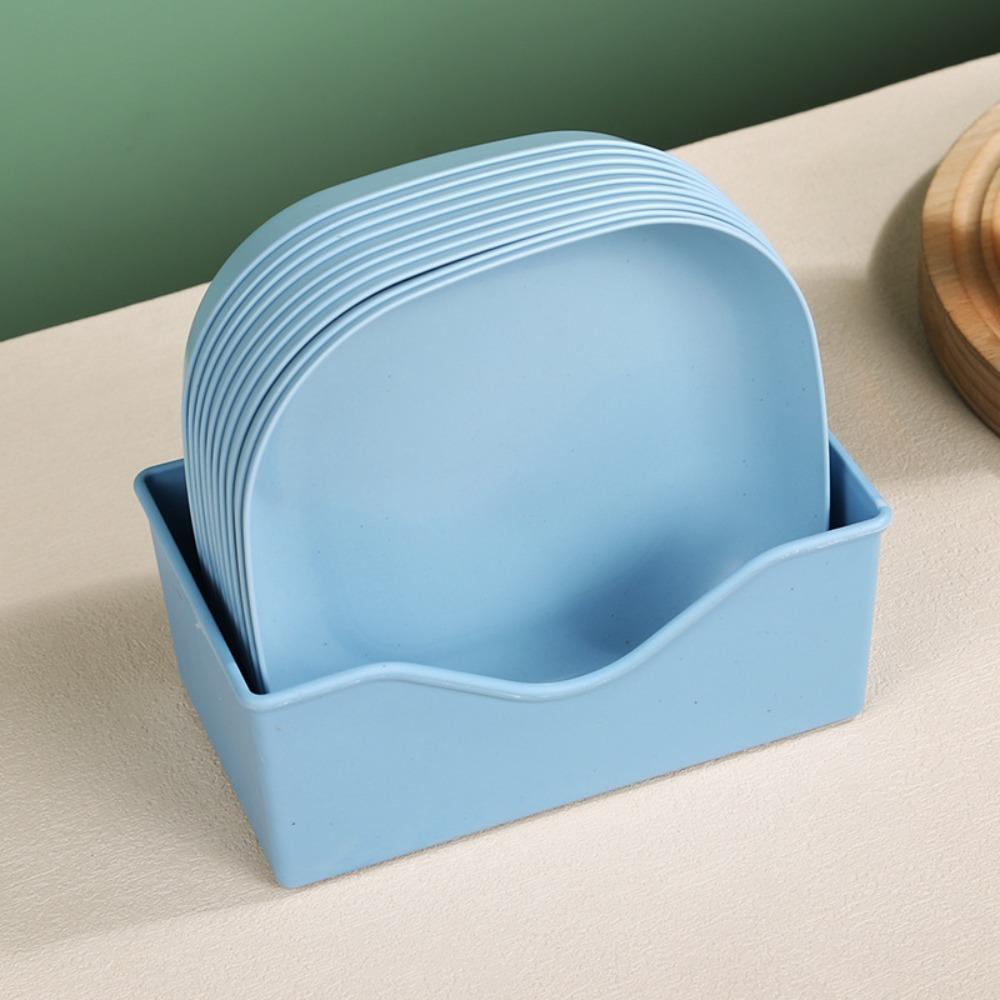 

10PCS Plastic Cake Dessert Plate Set Multifunctional Candy Plate Food Bread Pan Hotel Service Tray Blue