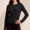 Dámská jednobarevná fitness souprava slim fit s návleky na prsty sportovní top s dlouhým rukávem