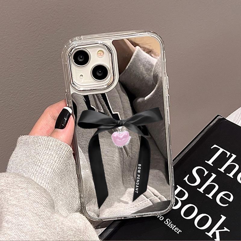 Simple Bow Is Suitable for iPhone17promax Mirror Mobile Phone Case 16 Niche 14/13 Apple 15 All-inclusive.