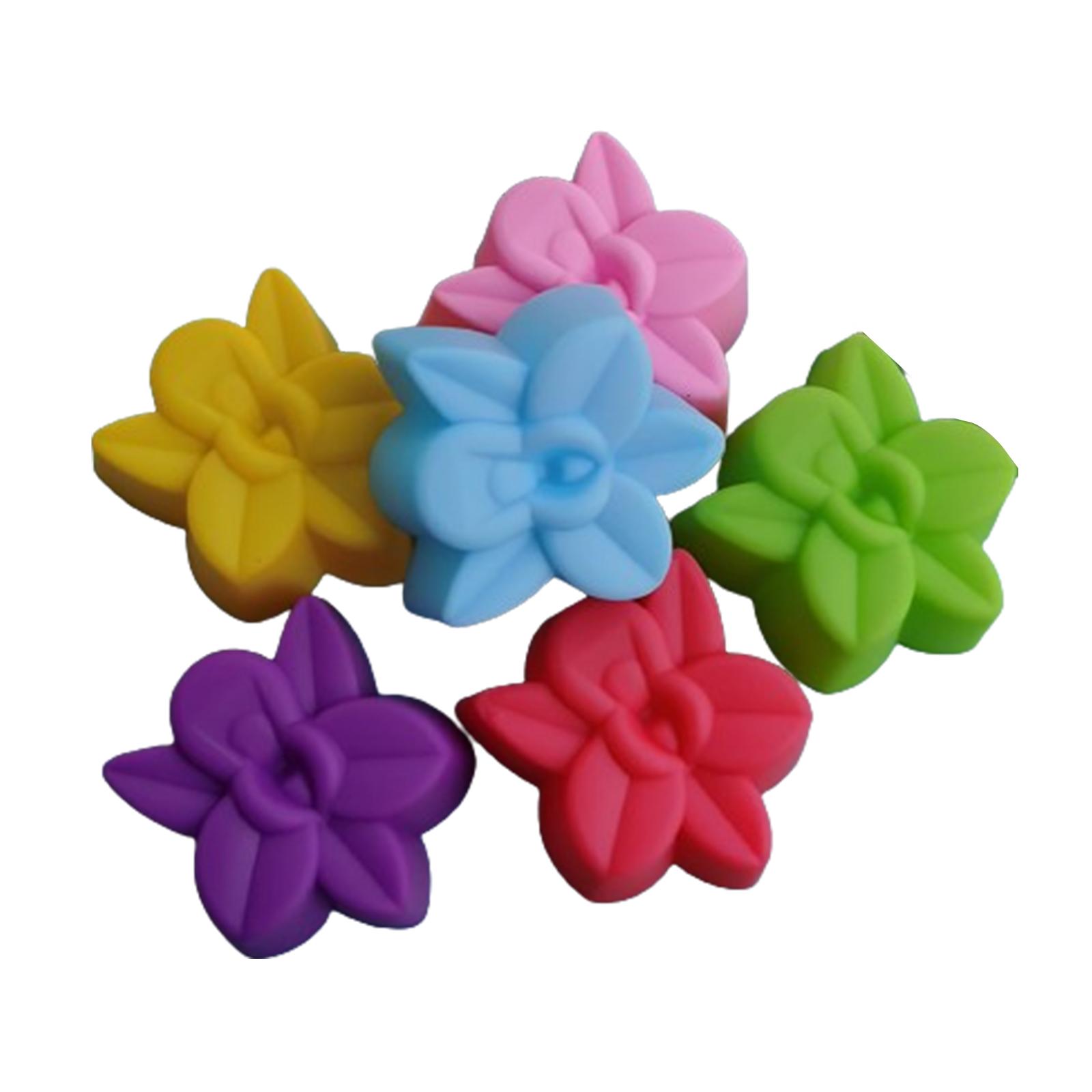 

Pack of 6 Silicone Baking Molds Reusable Flower Shaped Bakeware Easy to Clean Non Stick Forms Dessert Molds for Baking D