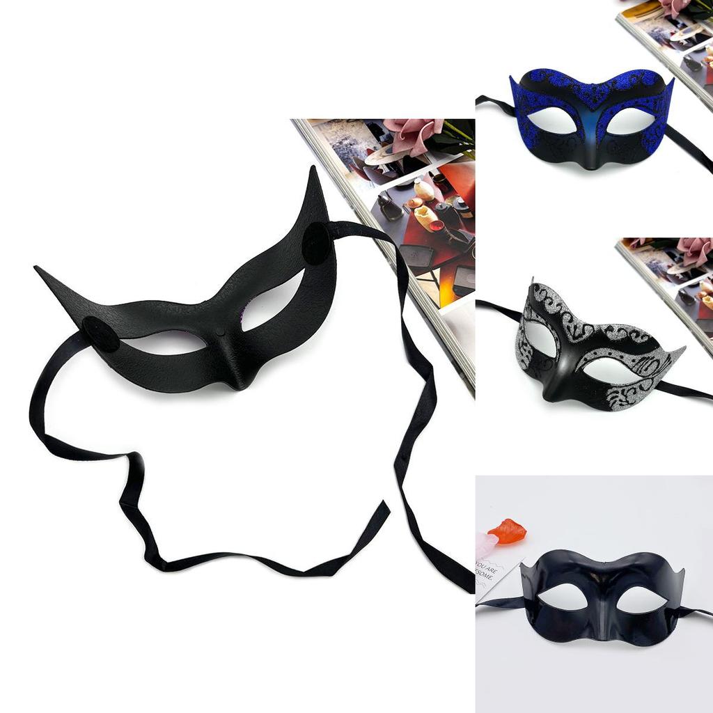 Halloweenmask med plastdesign i halvt ansikte för cosplay och kostymfester