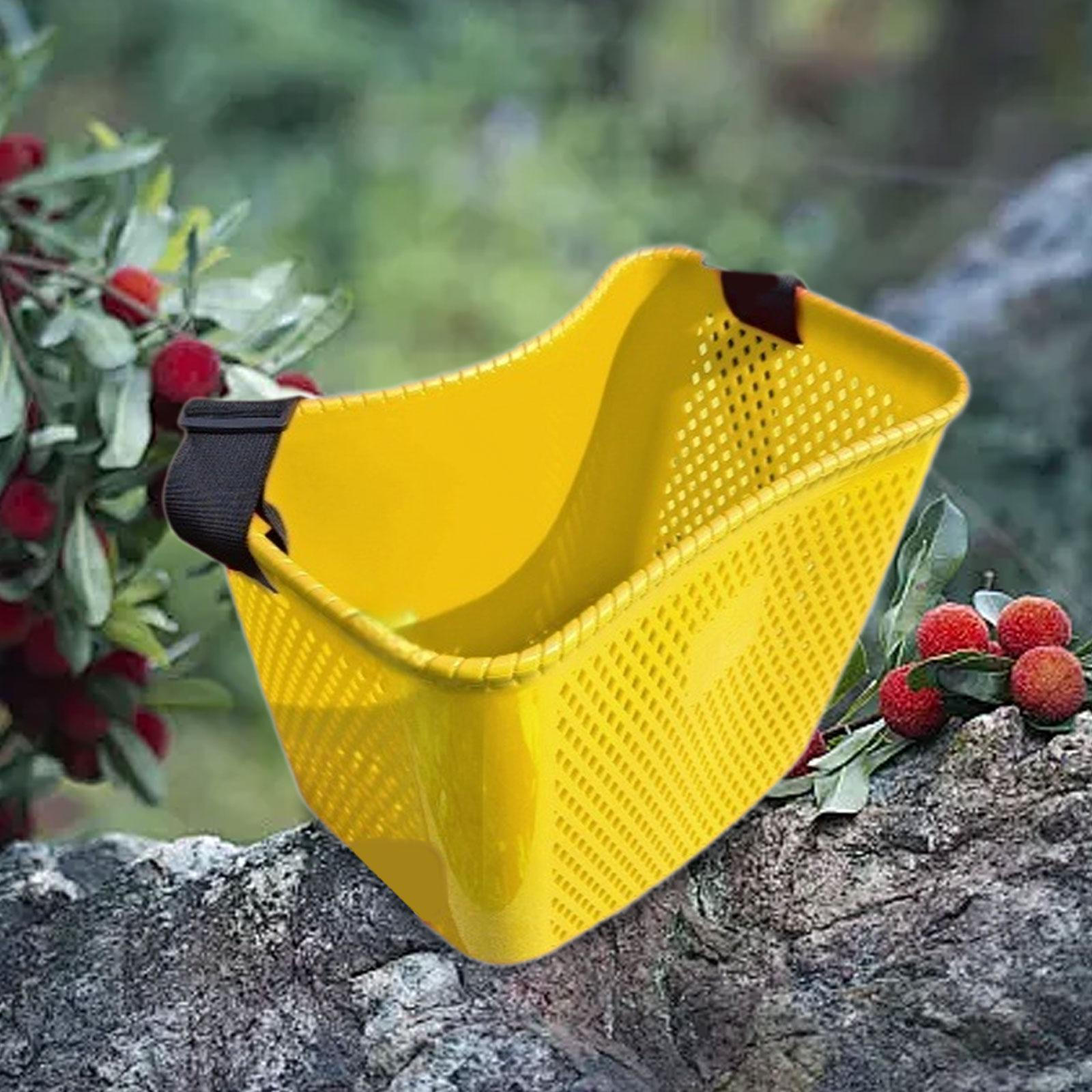 

Adjustable Strap Basket for Fruit Collection, Storage Container Outdoor Use жовтий