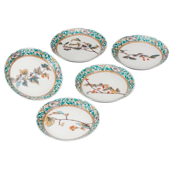 

Kutani ware plates set with different fruit pictures Iwataya No. 5.2 K8-100