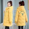 Women's Winter Mid-Length Thickened Oversized Coat Youthful Minimalist Printed Warm Jacket