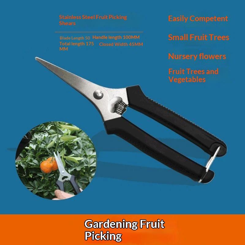 Stainless Steel Fruit Picking Shears With Sharp Blades Non Slip Handles For Gardening Harvesting Fruits Vegetables Flowers