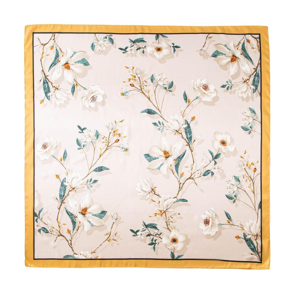 Silk Scarf Square Scarf High-end Spring and Summer New Fashion Printed Scarf Women's 90cm Small Flower Branch Shawl Gift Box