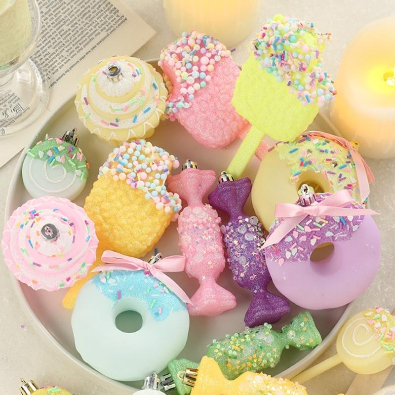 Elegant Candy Color Christmas Tree Hanging Pendant Colorful Baubles for Holiday Decoration Indoor and Outdoor Ornament